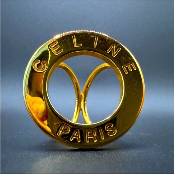 Authentic Celine 24k Gold Plated Scarf Ring - Picture 1 of 4